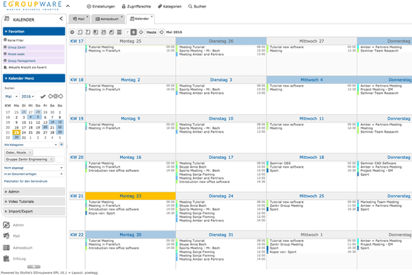 E-Groupware Application Groupware Calendar